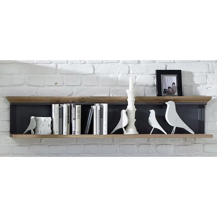 Wandboard JASMIN Wandregal Regal in graphit und Artisan Eiche 142x29 cm
