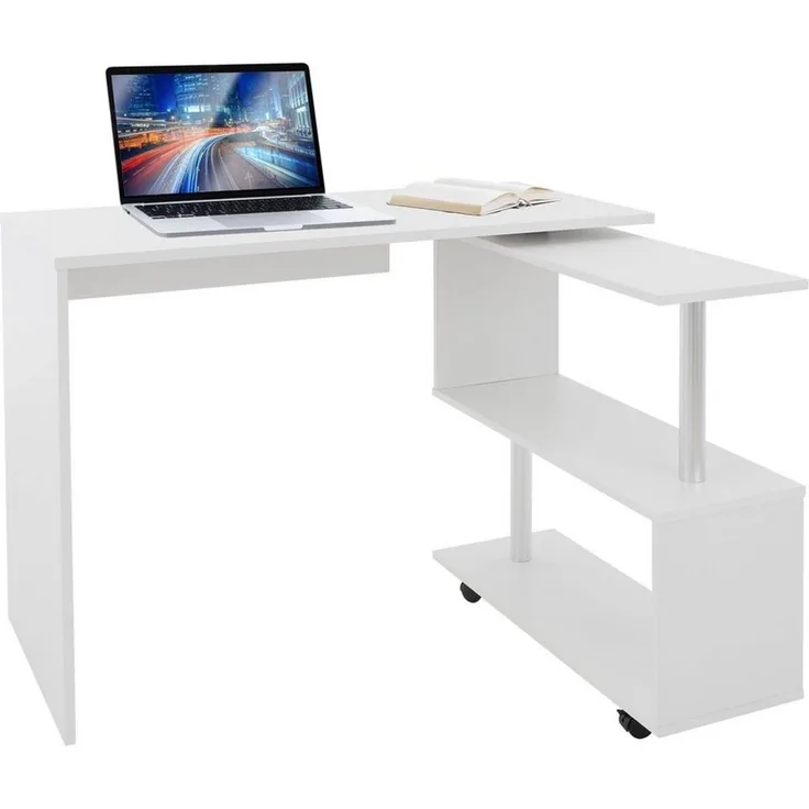 ML-DESIGN Schreibtisch Eckschreibtisch drehbar 90° mit 4 leichtgängige Rollen Computertisch, Arbeistisch Bürotisch PC Tisch Winkelschreibtisch L-Form 150 x 88 x 75 cm