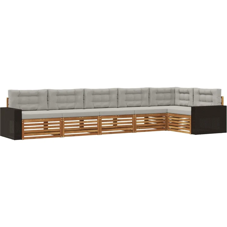 vidaXL Outdoor-Sofagarnitur 6 stk. 6-Sitzer Natur und Hellgrau 3383424 – Bild 2