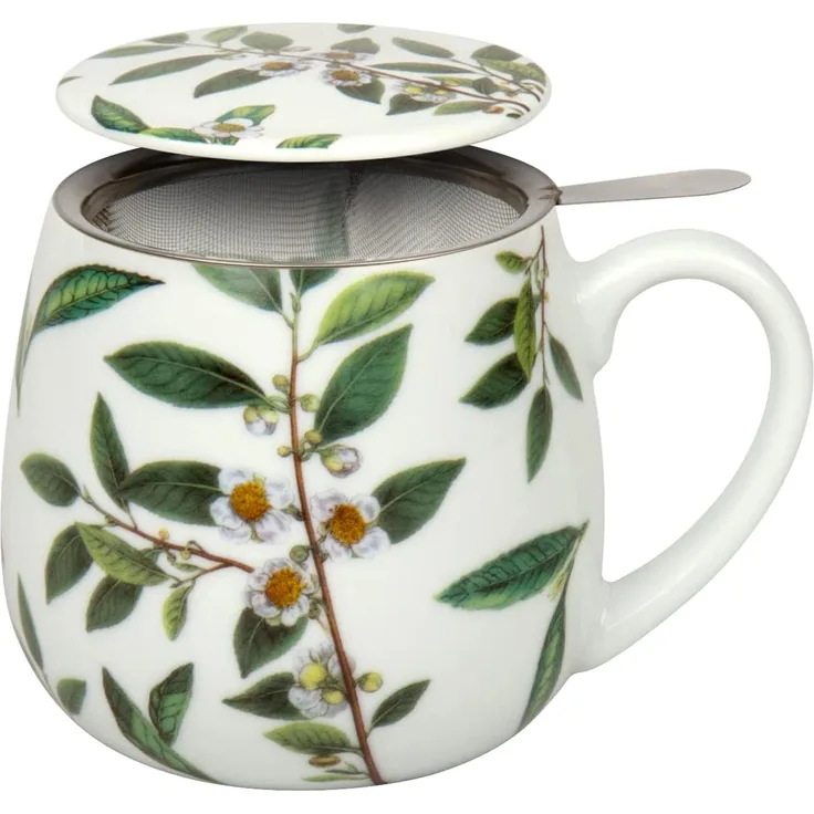 Könitz My Favourite Tea Green Tea Kuschelbecher mit Sieb und Deckel, Tee Tasse, Becher, Bone China Porzellan, 420 ml, 11 5 343 2224