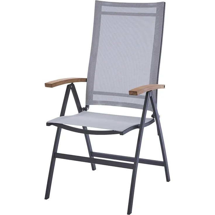 Diamond Garden Valencia Klappsessel Teak-Armlehne - schwarz / weiß