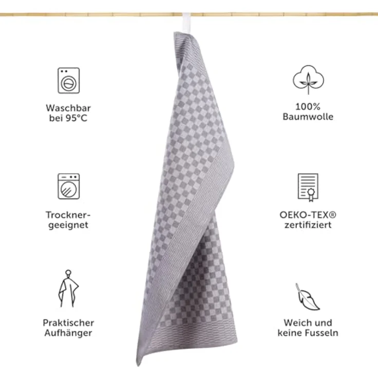 Blumtal Geschirrtuch Premium Geschirrhandtücher in 50 x 70 cm, (Set, 10-tlg, 5, 10 oder 20 Geschirrtücher), 100% Baumwolle, Oeko-TEX® Zertifiziert – Bild 4