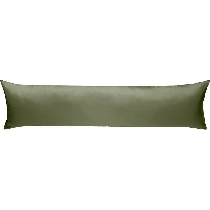 Mako Satin Seitenschläferkissen Bezug uni / einfarbig dunkelgrün 40x200 cm