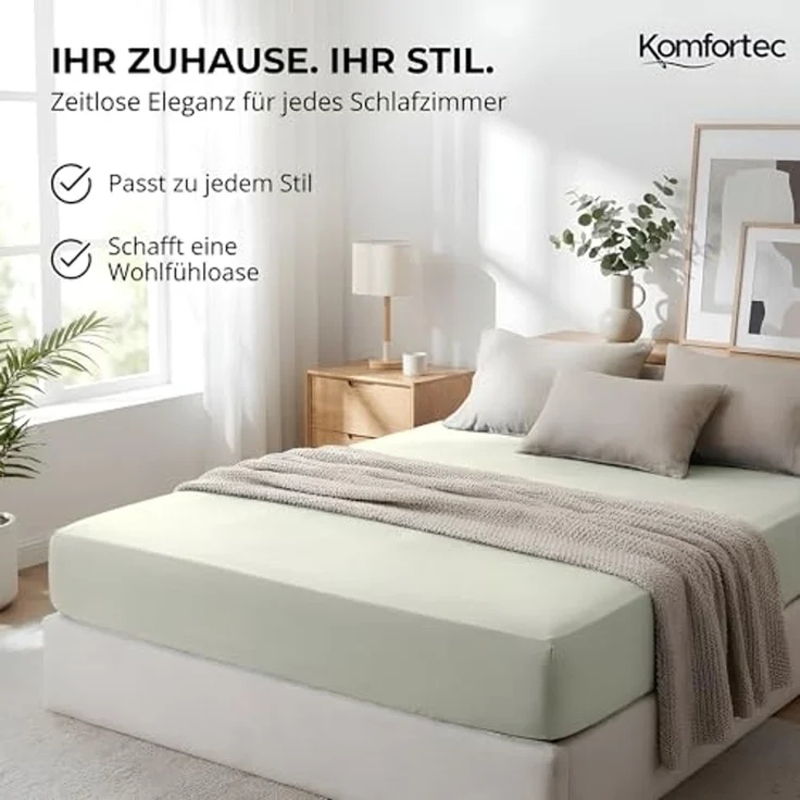 Komfortec 2er Pack Jersey Spannbettlaken 180x200 cm, 100% Baumwolle, Doppelpack Spannbettuch – Bild 6