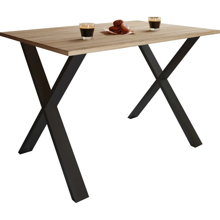 VCM Esstisch Xona 916857 Schwarz / Sonoma-Eiche H. 76 x B. 110 x T. 80 cm