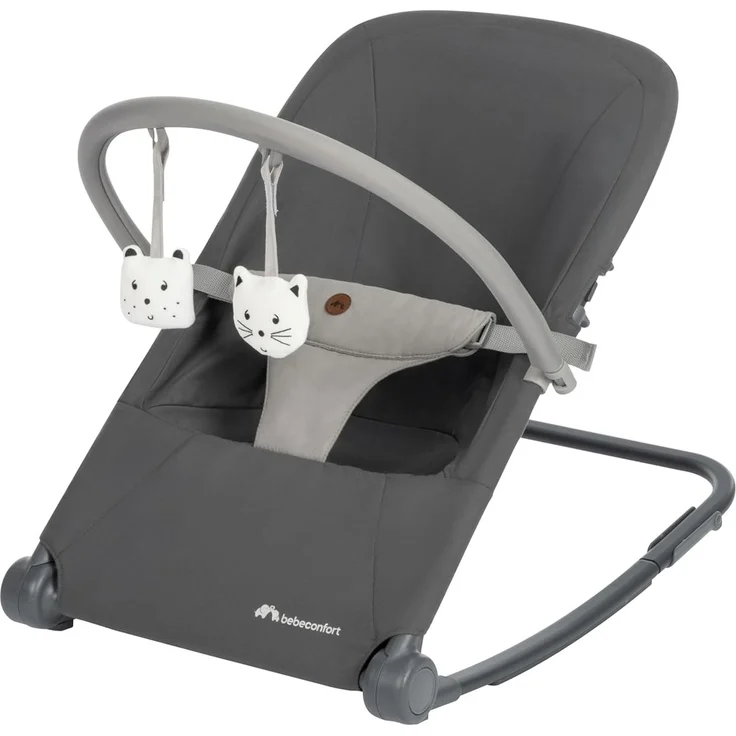 Bebeconfort Aster, Babywippe, 0–2 Jahre, Leichtgewicht (2,7 kg), ultra-kompakt zusammenklappbar, verstellbare Rückenlehne, Polsterkissen, abnehmbarer Spielbogen, 3-Punkt-Gurt, Tinted Graphite – Bild 1