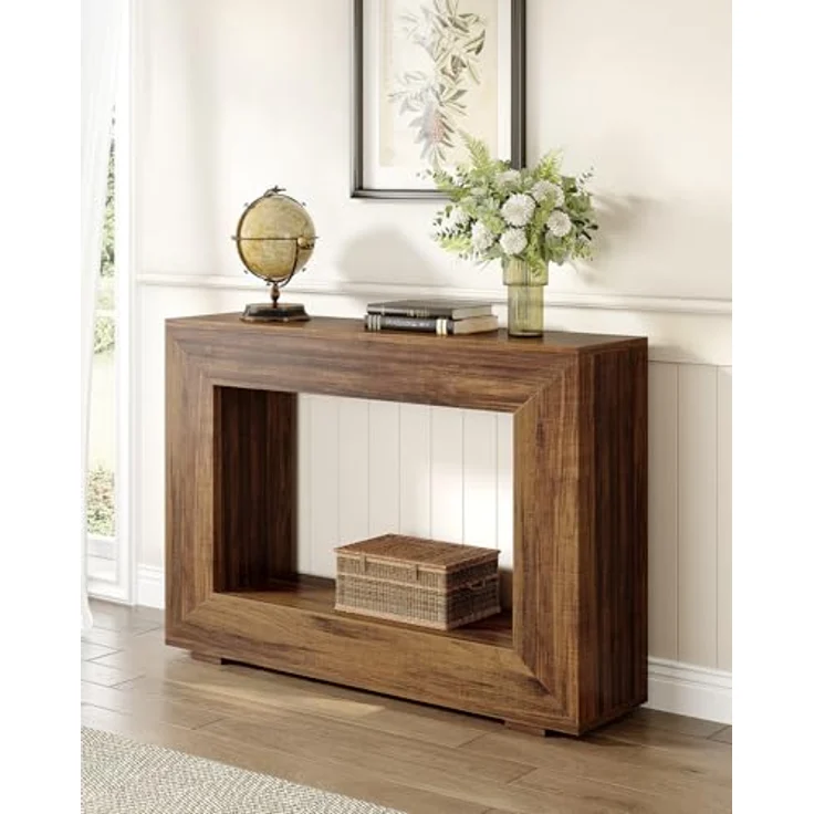 LITTLE TREE 47-Zoll-Konsolentisch, Sofatisch mit Stauraum, Moderne Flurmöbel für den Flur, schmaler, Langer Sofa-Flurtisch für das Wohnzimmer, braun – Bild 6