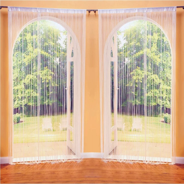 Fadenvorhang 2er Pack Gardine Raumteiler, Auswahl: 140x240 anthrazit - silbergrau – Bild 4
