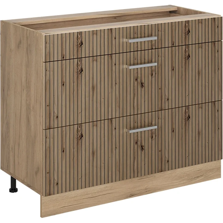 Küchenunterschrank R-Line Artisan-Eiche/Goldkraft Eiche 100 cm ohne Arbeitsplatte Vicco – Bild 1