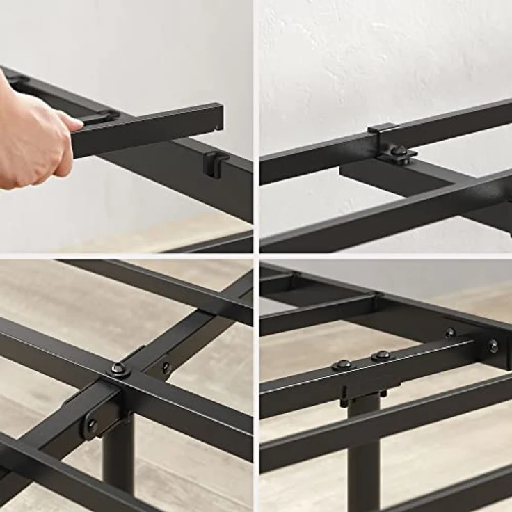 Zinus Florence Bett 90x200 cm - Höhe 30 cm mit Unterbettstauraum - Metall-Plattformbettrahmen mit Kopfteil und Fußteil - Schwarz – Bild 6