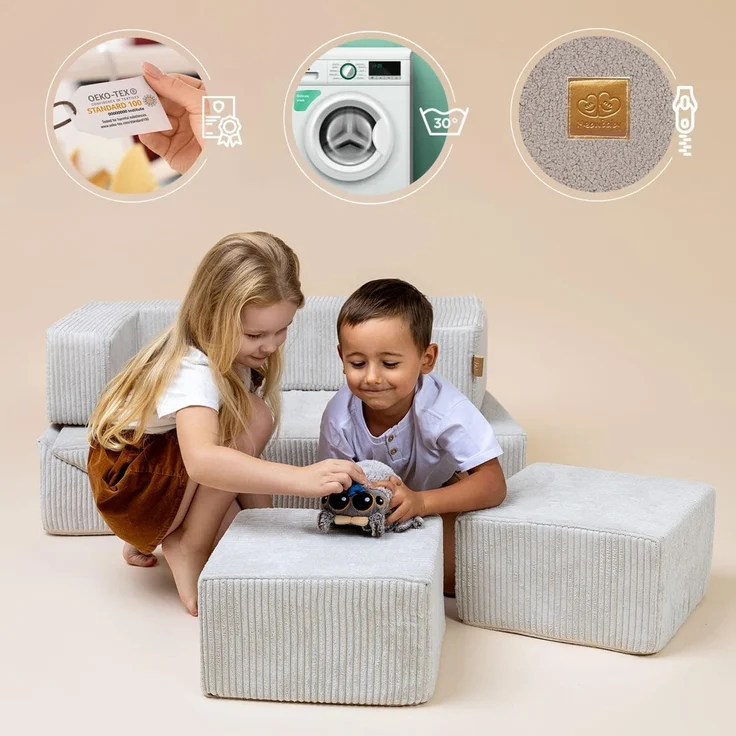 MEOWBABY Modulares Sofa für Kinder - Weiche Schaumstoffbausteine zum Spielen, Velvet, Rosa – Bild 4