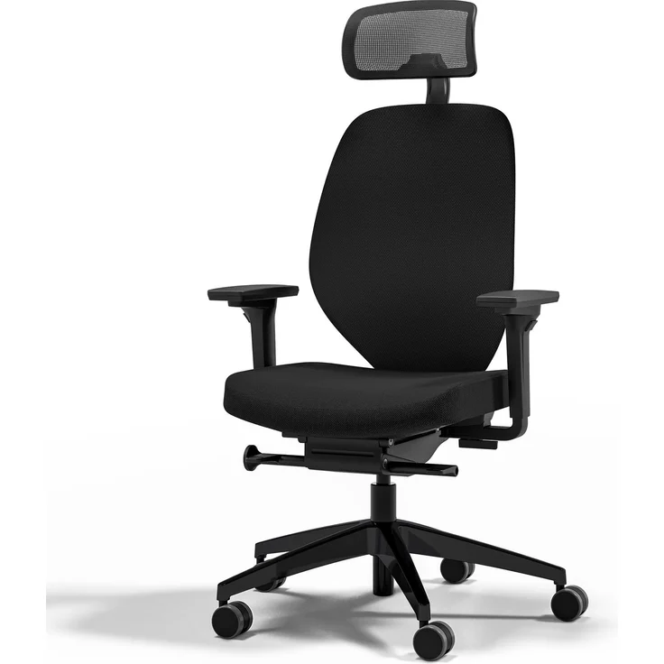 ASSMANN Ergonomischer Bürostuhl Atessa mit Polsterrücken und Kopfstütze Schwarz 63x53x121cm Textil – Bild 1