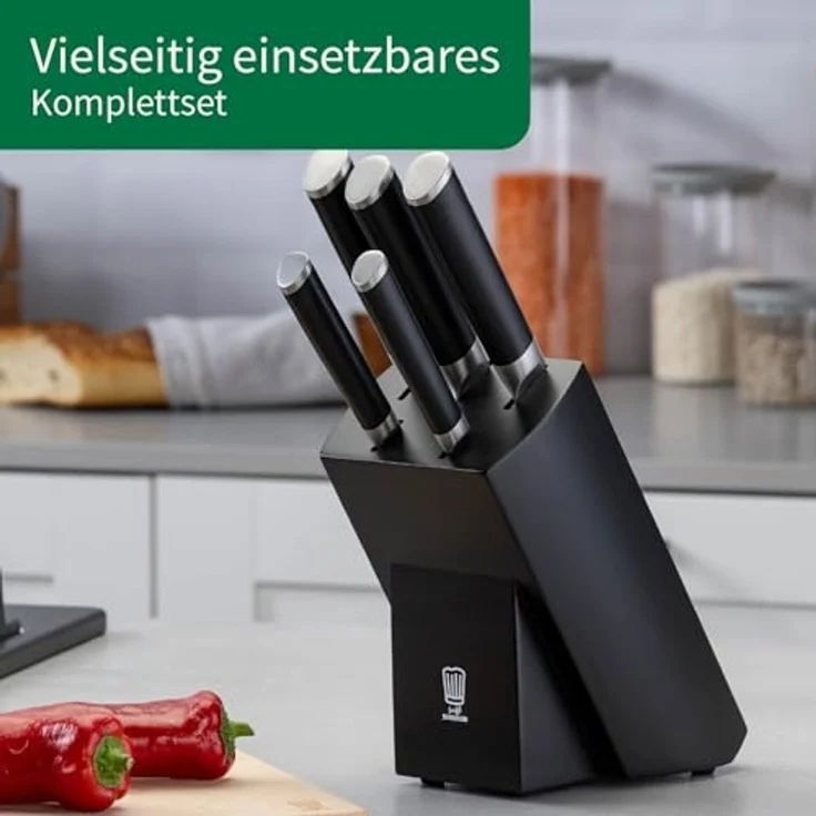 Chefkoch trifft Fackelmann Messerblock Kochmesser-Set, Küchenmesser, Brotmesser, Universalmesser – Bild 6