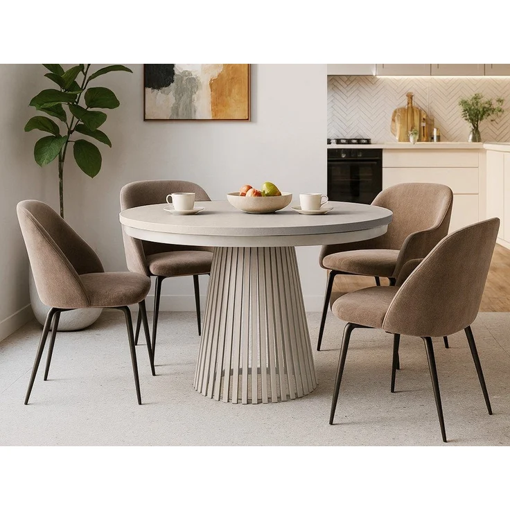 Beautysofa Esstisch Lumi im Loft-Stil, ausziehbar Ø 100–180 cm (hitze- und verfärbung beständig, Metallbeinen), verschiedene Farben – Bild 5