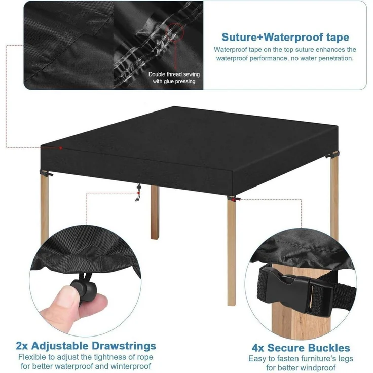 Abdeckhaube Tisch wasserdicht winddicht 420D Quadratisch-80x80x15cm – Bild 3