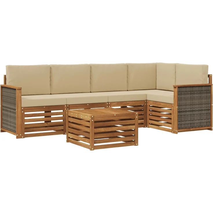 vidaXL Outdoor-Sofagarnitur 6 stk. 5-Sitzer Natur Massivholz Akazie 3384379 – Bild 2