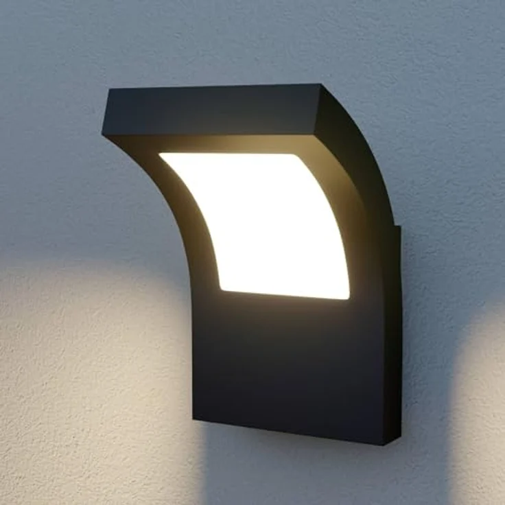 Arcchio LED Wandleuchte Advik, moderne Außenwandleuchte in Schwarz aus Aluminium, 1-flammig, IP65, energiesparend für Terrasse und Garten – Bild 2