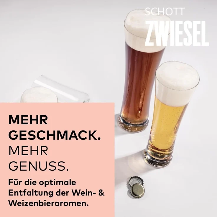SCHOTT ZWIESEL Weizenbierglas Beer Basic 0,5 l (4er-Set), geradlinige Weizengläser für Weizenbier, spülmaschinenfeste Tritan-Kristallgläser, Made in Germany (Art.-Nr. 130007) – Bild 2