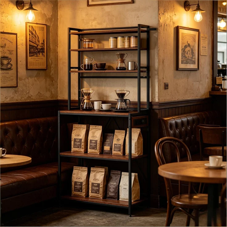 Moderner Stil Display-Regal,Coffee Bar Station,Küchenregal mit Steckdosen,Küchenkomode,Mini Küche Arbeitsstation--Rustikales Braun--40x80x167cm--YOUDENOVA – Bild 7