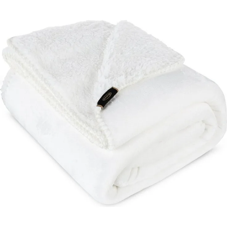 Wohndecke TEDY Teddy-Fleece kuschelige Sofadecke Sesselschoner Extra weich weiß 70x160 cm