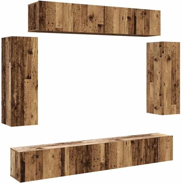 vidaXL 6-tlg. TV-Schrank-Set Wandmontage Altholz-Optik Holzwerkstoff 3329001
