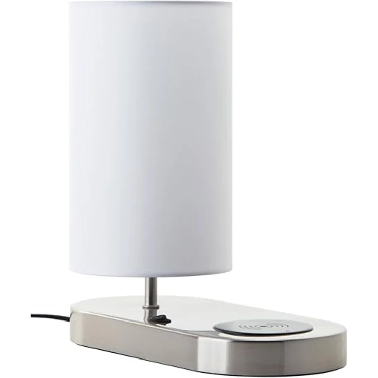 Brilliant Tischleuchte Clarie 60091/75 Schlafzimmer, Wohnzimmer, Flur Metall/Textil Indoor weiß/eisen - ohne Leuchtmittel – Bild 4