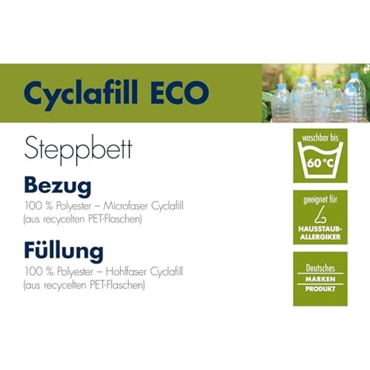 Irisette Greenline 'Cyclafill' Eco Steppbett Leicht 155x220 cm – Bild 3