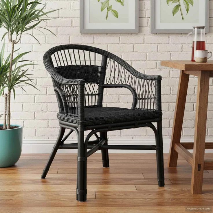 vidaXL Stapelstuhl Schwarz 60 x 60 x 81 cm Rattan 42033213 – Bild 3