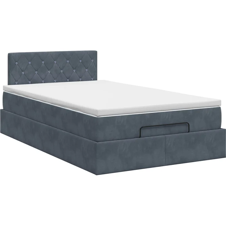 vidaXL Ottoman Bett mit Matratze Dunkelgrau 120 x 190 cm Samt 3456472 – Bild 5