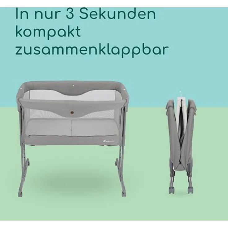 bebeconfort 2in1 Beistellbett & Stubenwagen Amara, ab Geburt bis 9 kg, mit Matratze und Reisetasche, Tinted Gray – Bild 3