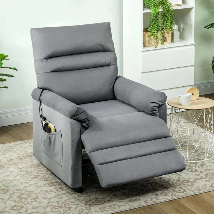 Wohnora-Relaxsessel, Fernsehsessel mit Liegefunktion, Lendenheizung, 2 Fernbedienungen, USB-Anschluss, Leisem Motor, Grau,H 1060cm x T 990cm x B 820cm – Bild 3