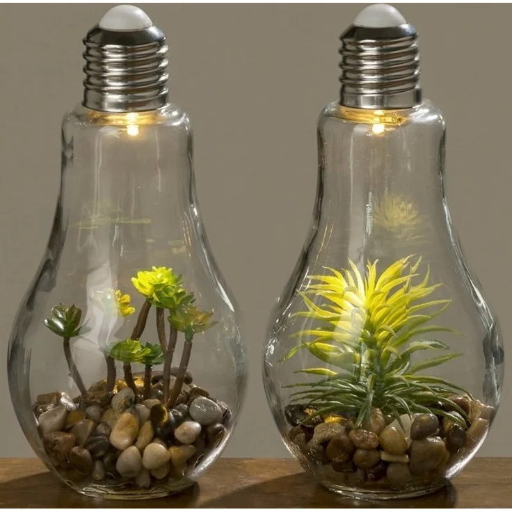 BOLTZE GRUPPE GmbH LED Tischleuchte LED Tischleuchte mit Pflanze Ø 11 cm H 23 cm Glas – Bild 2