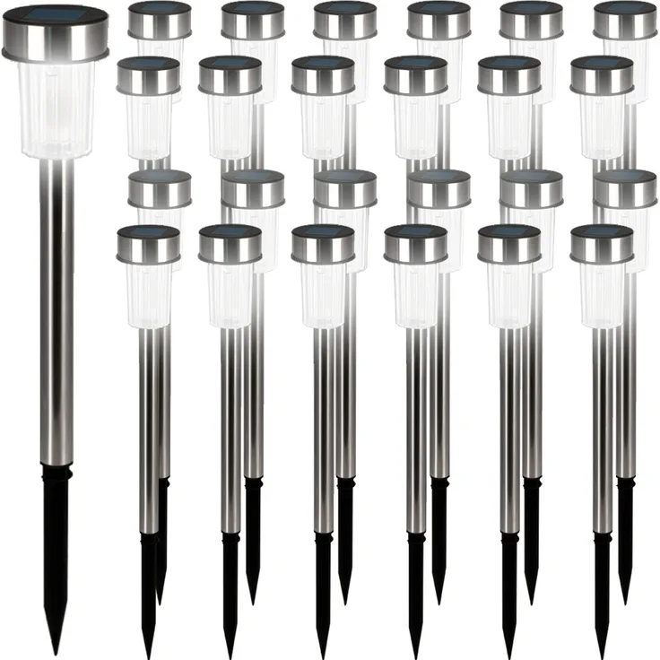 MONZANA® LED Solarlampe Außen 24er Set Wetterfest Erdspieß Edelstahl Solar Gartenbeleuchtung Solarleuchte Wegeleuchte