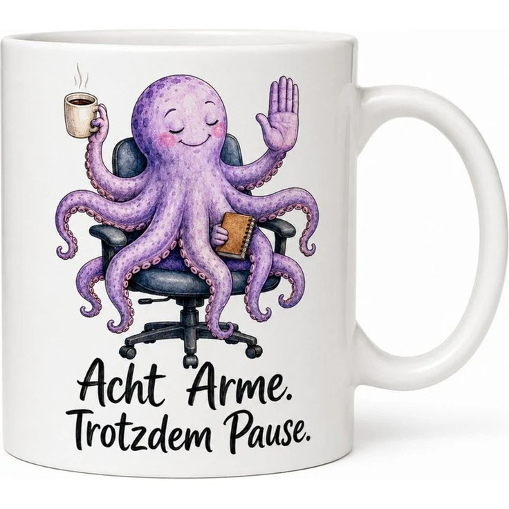 WS-Trend Tasse Pausen-Oktopus Tasse - Geschenk mit Spruch - Geschenktasse aus Keramik, Keramik – Bild 1