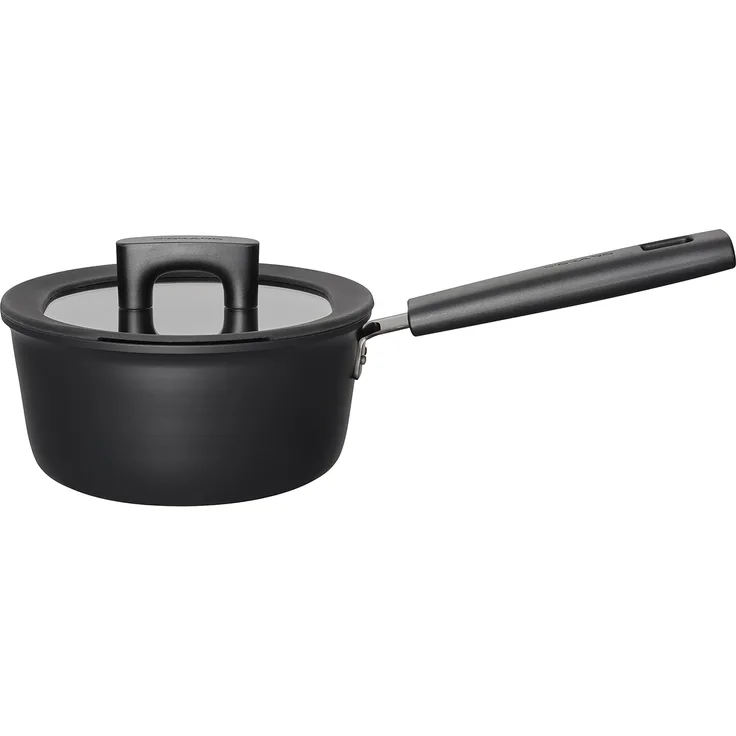 Fiskars Hard Face Stieltopf, mit Deckel, Kochtopf, Koch Topf, Aluminium, Schwarz, 1. 8 L, Ø 18 cm, 1052226