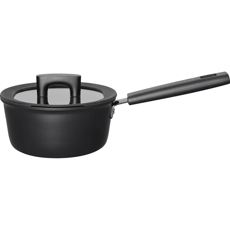 Fiskars Hard Face Stieltopf, mit Deckel, Kochtopf, Koch Topf, Aluminium, Schwarz, 1. 8 L, Ø 18 cm, 1052226