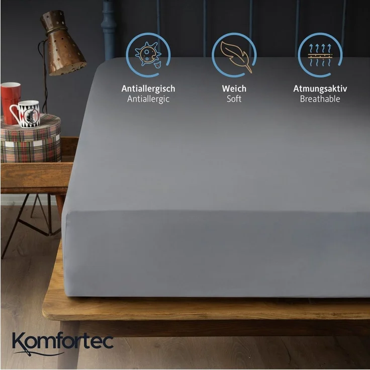 Komfortec Spannbettlaken Boxspringbett bis 15cm - 30cm Matratzenhöhe, Mikrofaser, Gummizug: Rundum, (2 Stück) – Bild 2