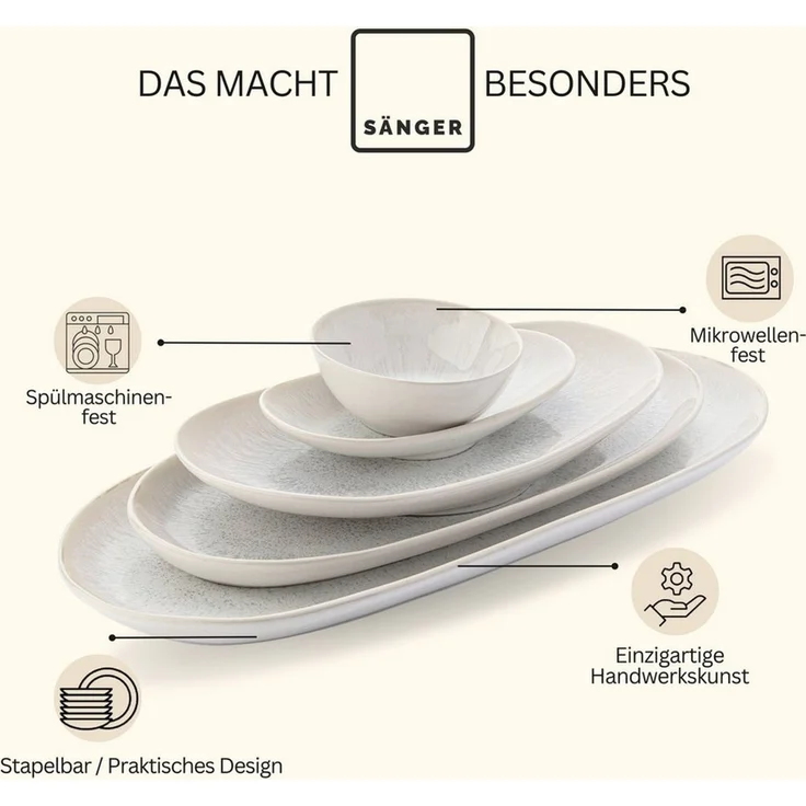 SÄNGER Steingut Servierplatten Set Korfu 11 teilig – Bild 3