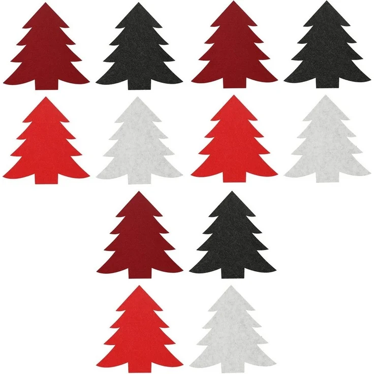 Annastore Platzset 12 x Filzdeko Tannenbaum Weihnachtsdeko Filzuntersetzer, 18,5 x 19 cm - 4 Farben, Tannenbaum aus Filz – Bild 2