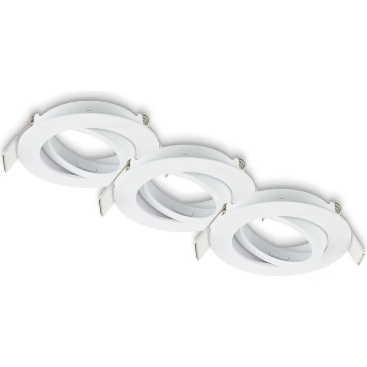 BRILONER - 3er Set Einbaustrahler 230V flach, schwenkbar, GU10, max. 7W, Spot, Deckenspots, Spots 230V, Einbauleuchten, Einbauspots, Deckenstrahler, 68mm Lochmass, 8x2,2 cm, Weiß