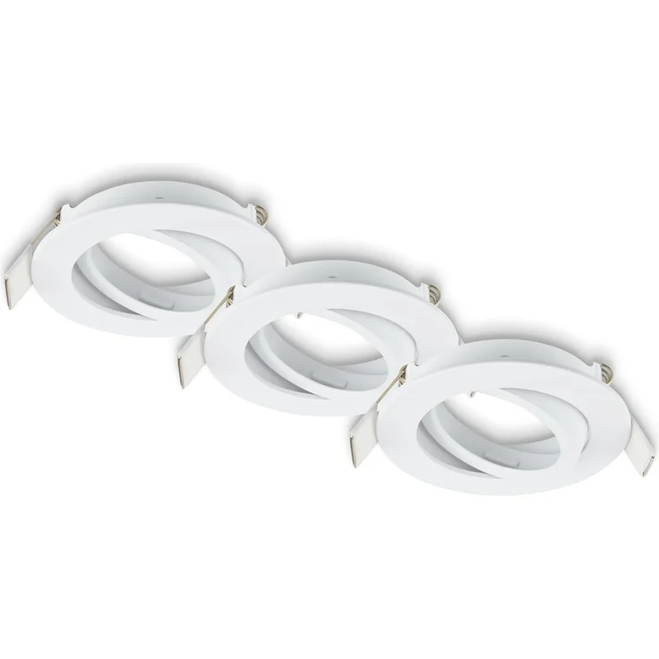 BRILONER - 3er Set Einbaustrahler 230V flach, schwenkbar, GU10, max. 7W, Spot, Deckenspots, Spots 230V, Einbauleuchten, Einbauspots, Deckenstrahler, 68mm Lochmass, 8x2,2 cm, Weiß – Bild 1