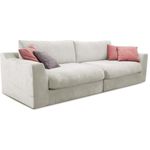 Cavadore Big Sofa Fiona / Große Couch inkl. Rückenkissen im modernen Design / 274 x 90 x 112 / Webstoff cream