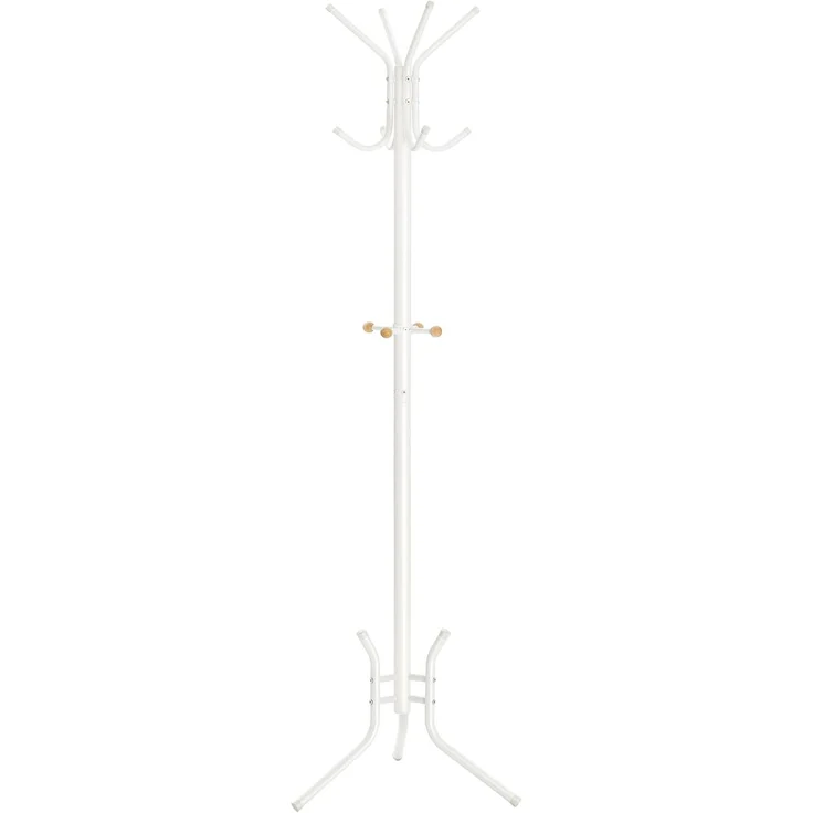 SONGMICS Garderobenständer aus Metall, stabiler Kleiderständer, Garderobe, für Kleidung, Taschen und Hüte, Höhe 178 cm, mit 12 Haken, perlweiß RCR017W01 – Bild 1