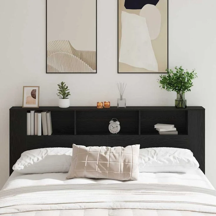 vidaXL Kopfteil Schrank Schwarz Eichen-Optik Holzwerkstoff 102,5 x 200 x 18,5 cm – Bild 1