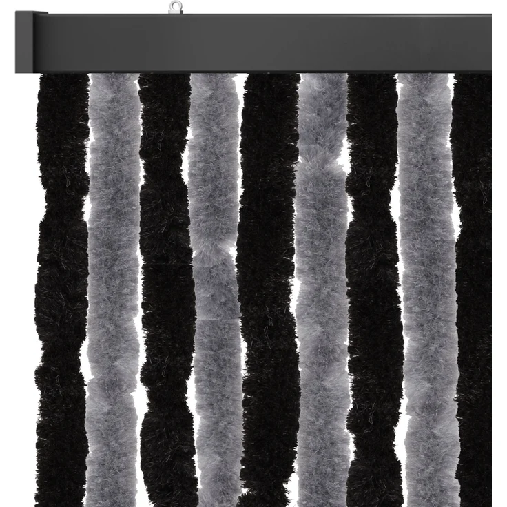 Flauschvorhang 90x200cm, perfekter Insekten- und Sichtschutz für Ihre Balkon- und Terrassentür, viele Farben Unistreifen anthrazit - schwarz – Bild 1