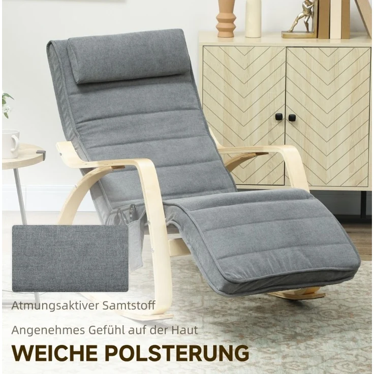 DESVIAE Sessel mit Vibrationsmassage und Fußstütze 67x92x106 cm Polyester Grau – Bild 3