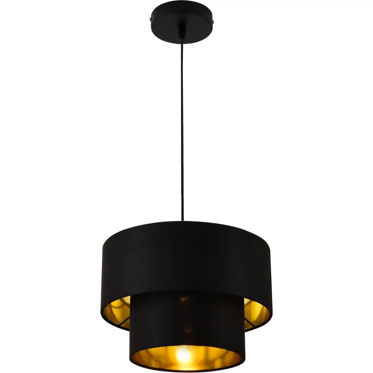 lux. pro 'Lopar' Hängeleuchte, E27, Metall / Stoff, Schwarz, Ø 30 cm