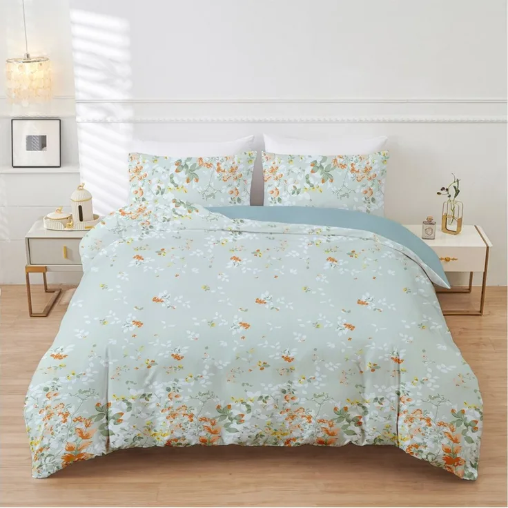 ibettertec Bettwäsche Bettwäsche 135 x 200 200 x 200 Blumen Pflanzen Wende Bettwäsche Set, Bettwäsche Wendebettwäsche mit Reißverschluss und Kissenbezug 80x80 cm
