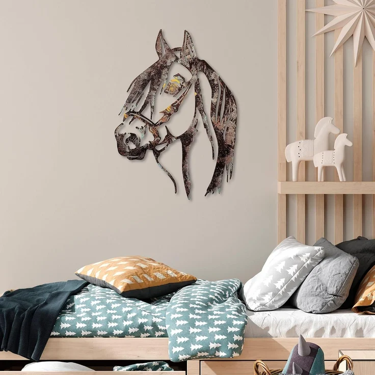 Wallity 'Horse - 2' Dekoratives Wandaccessoire aus Metall, Mehrfarbig, 53 x 38 cm – Bild 4