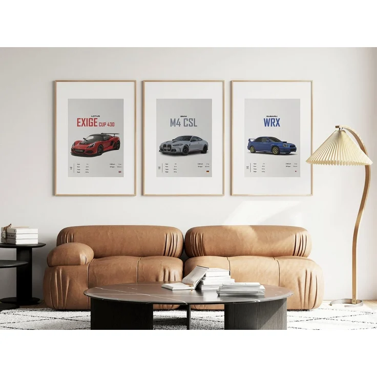 JUSTGOODMOOD Poster Sportwagen BMW LOTUS SUBARU Klassiker Legenden Geschenk für ihn Wohnzi, BMW M4 CSL (1 St) – Bild 3